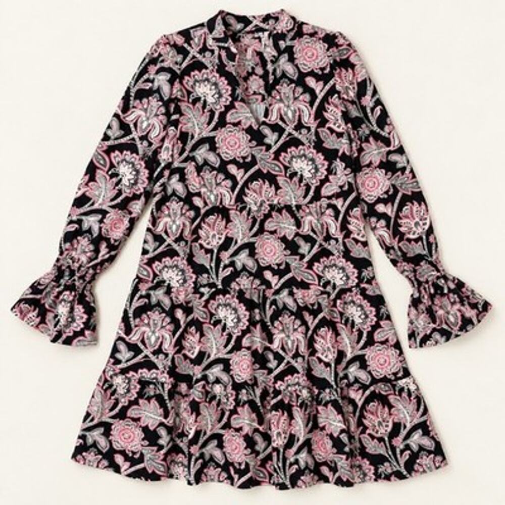 Jude Connally Tammi Mini Dress size Medium Black Pink Vine Paisley